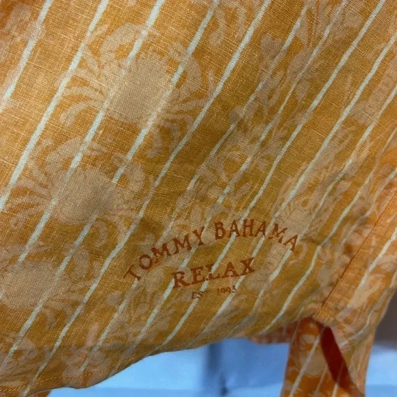 Mens TOMMY BAHAMA RELAX linen button down SHIRT beachy XXL sea life - Picture 4 of 7